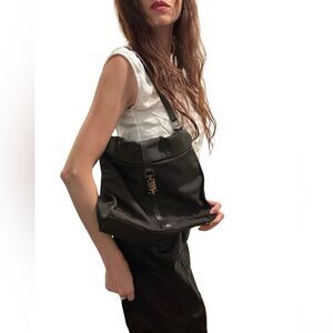 Gucci Black Shoulder Jackie Bag with piston lock